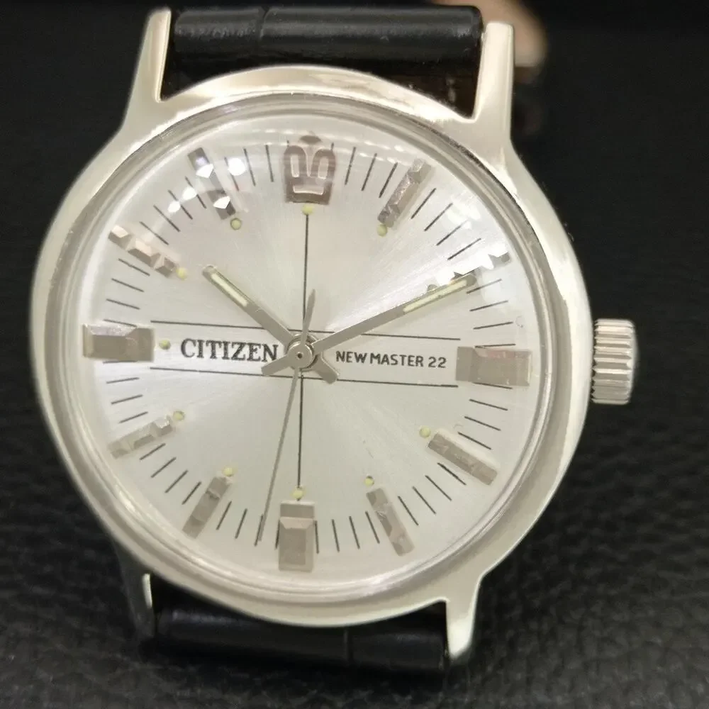 Vintage 1982 Citizen Manual Wound Mens Silver Watch & Silver accents